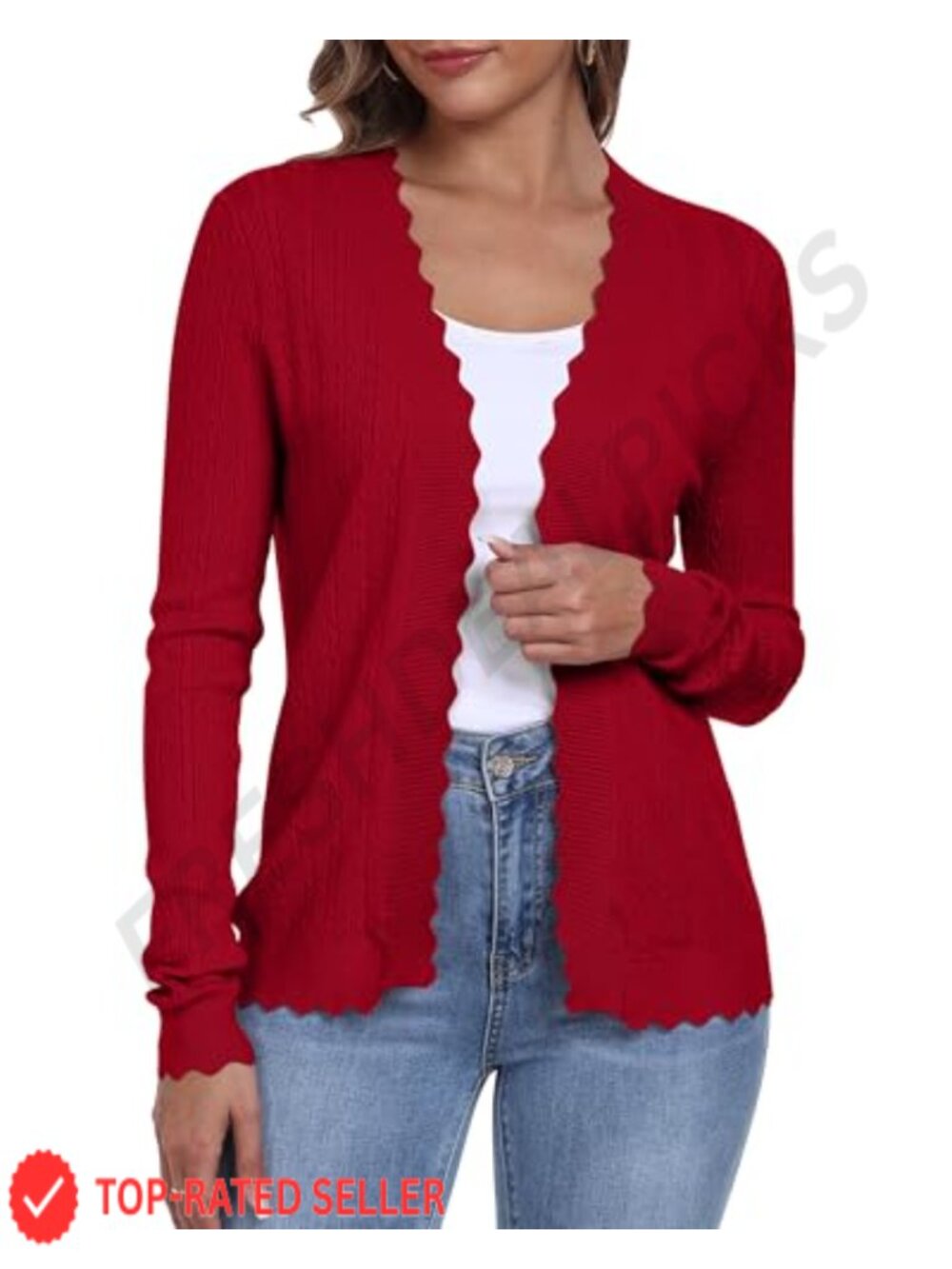 Women's Open Front Crochet Knit Cardigan Long Sleeve Lightweight Summer Sweater